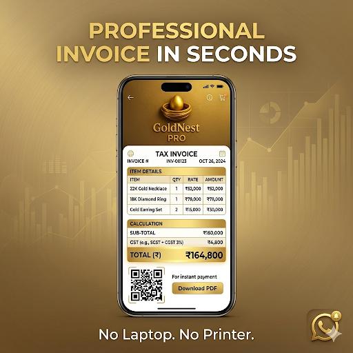 GoldNest Pro — invoice with total and QR